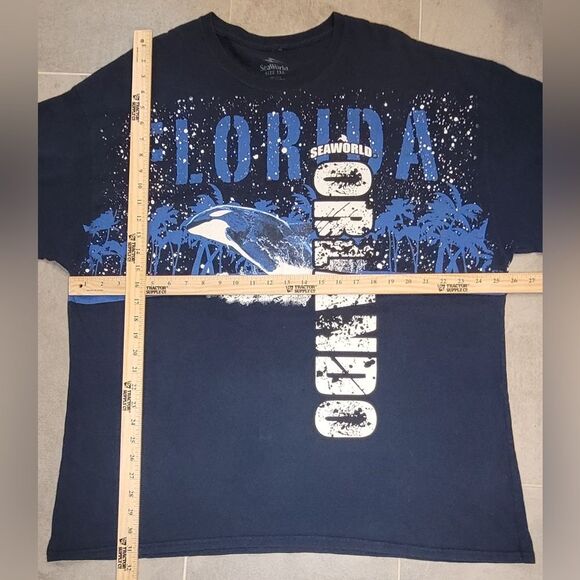 Vintage Sea World Mens T Shirt 3XL 90s Orlando Orca Wrap Around  Graphic Blue - Picture 4 of 4